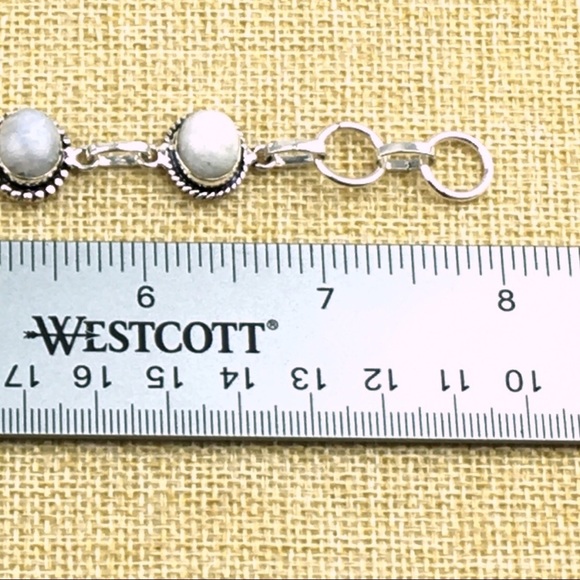 New Moonstone and Carved Glass Silver Overlay Bracelet 7 1/4” , 7 3/4” 8 - Picture 5 of 10